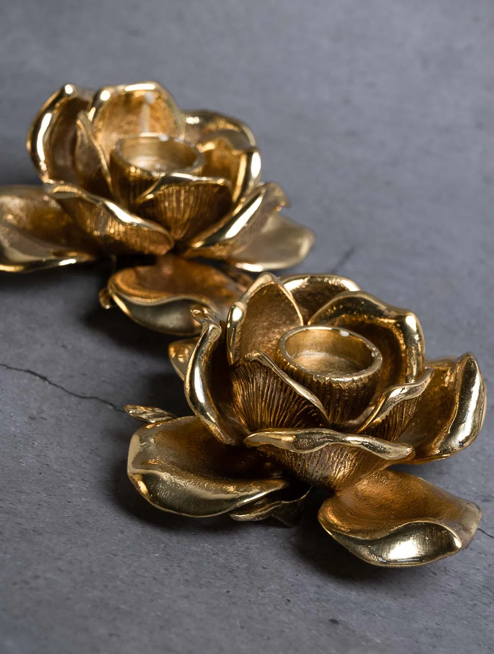 Brass Rose Candle Holders